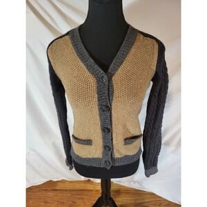 Laurence Dolige Paris 100% Wool Cardigan Sweater Textured Size Small